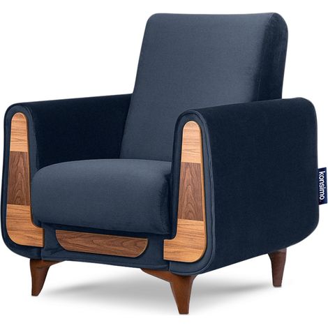 KONSIMO GUSTAVO Klassischer Sessel aus Schaumstoff und Holz, blau (1/5)