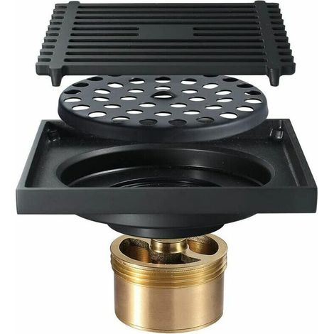 Black square floor drain brass floor drain shower drain deodorant shower drain for toilet bathroom kitchen (1/3)
