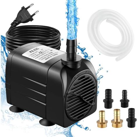 Pompe à Eau Submersible 25W, 2000 L/H Pompe à Eau Ultra Silencieuse Pompe de Bassin Submersible pour Bassin, Fontaine de Jardin Aquarium avec 5 Buses 1.5M Tuyau Flexible Transparent