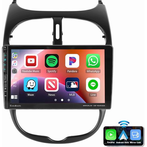 Pour Peugeot 206/206CC 2002-2010 Android 14 Autoradio GPS WIFI RDS USB Typc-C 2+32G