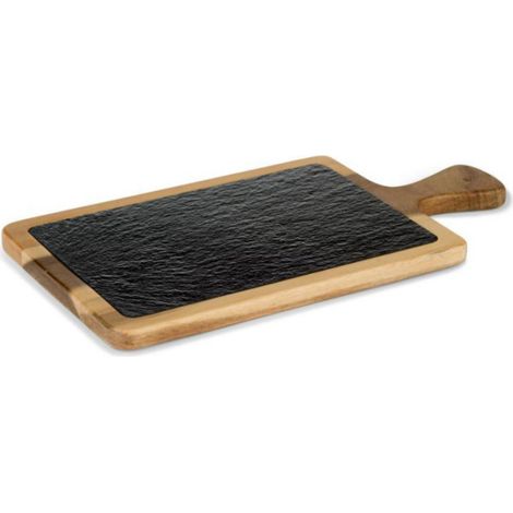 Plateau en Ardoise et en Bois avec Manche 26 x 18 cm - Pujadas