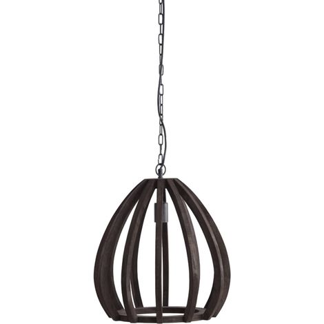 Light & Living - lámpara colgante - Barsia - marrón - madera - (1/4)