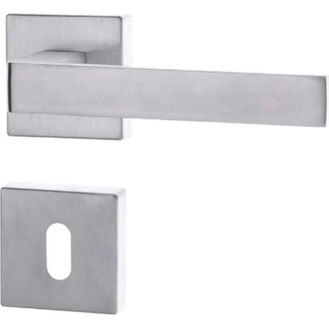 MANIGLIA ALLUMINIO "GHIDINI SQUARE" C/ROSETTA ARGENTO SATINATO