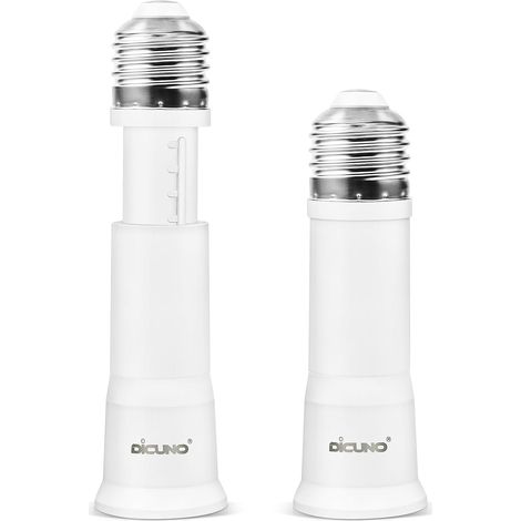 DiCUNO E27 to E27 Base Adapter 10-13 cm Flexible Extension, Pack of 2 Standard Lamp Socket Extender, Bulb Extender, Lamp Holder Adapter (1/5)