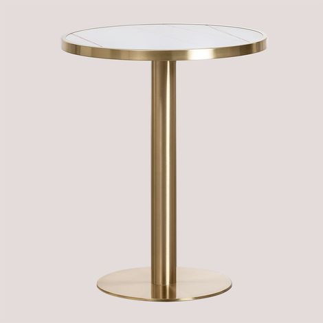Table de bar ronde en grès (Ø60 cm) Manhattan SKLUM Blanc (1/5)