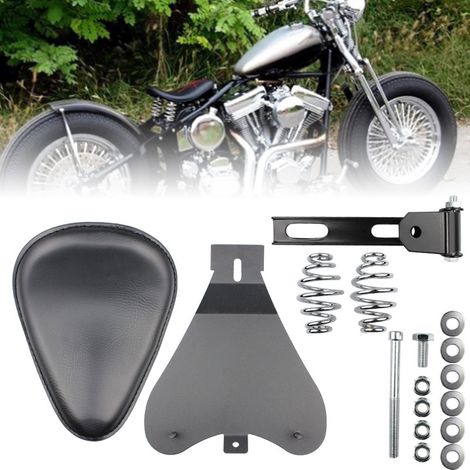Motorcycle parts, universal retro spring leather seat cushion with base plate for Harley cruiser/cruiser. (1/5)