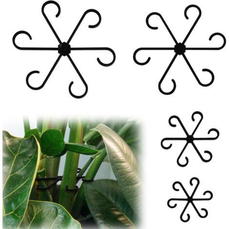 4 pcs Support Tige Plantes Interieur, Supports de Tige de Plante Grimpante en Plastique Crochet de Tige de Plante Réutilisable Anneau Tige Support Plantes pour Plante (Noir) (1/5)