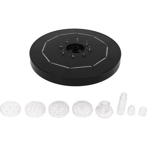 Fontaine solaire LED multicolore, pompe flottante pour bain d'oiseaux, alimentation solaire DC4V, avec 6 buses (1/5)
