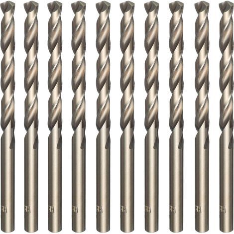 Set di 10 punte da trapano elicoidali M35 in acciaio rapido placcate oro con finitura cobalto - Per forare acciaio inossidabile, acciaio temprato, ghisa, rame, alluminio, legno e plastica - 5 mm x 86  (1/4)