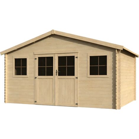 Casetta in Legno da Giardino 28mm 5x4 per Attrezzi Doppia Porta Finestre
