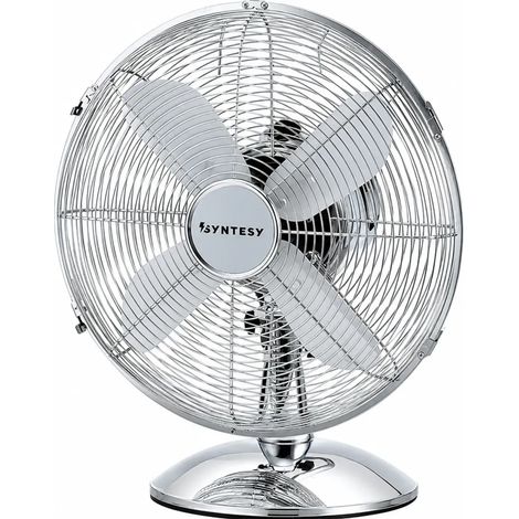 Ventilatore da Tavolo Cromato 60W 3 Velocità Inclinazione Regolabile (1/4)