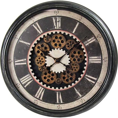 OROLOGIO DA PARETE CON INGRANAGGI IN MOVIMENTO 59X6 MARRONE RUSTICO