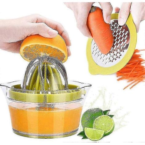 Presse-agrumes manuel pour citrons et oranges, avec verre doseur et râpe intégrés, 350 ml (12 oz), vert P20250110178 (1/4)
