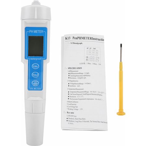 pH-mètre numérique étanche portable testeur qualité eau piscine aquarium boisson mesure précise température électrode métal (1/5)