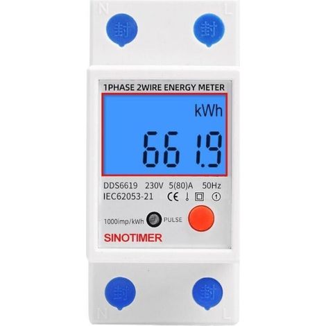 Single-phase sub-meter, MID certified, 45A max modular, single tariff, LCD display (1/5)