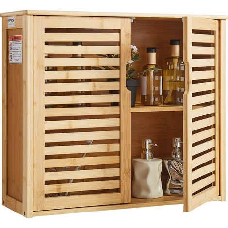 Armoire Murale de Salle de Bain, 2 Portes et étagère réglable avec 3 Niveaux de Hauteur, Armoire à Pharmacie de Rangement au-Dessus des Toilettes, Organisateur Suspendu, pour buanderie, Cuisine (1/5)
