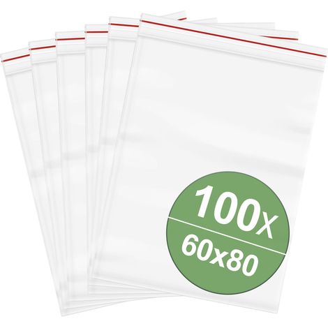 Sachet à fermeture pression sans bande d'inscription (l x H) 60 mm x 80 mm transparent Polyéthylène