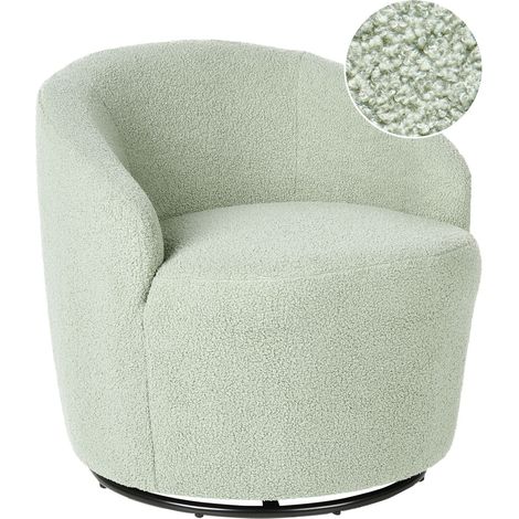 Swivel Armchair DAVIK Boucle Light Green