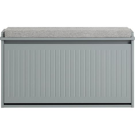 SoBuy Panca scarpiera, Scarpiera con patta e cuscino per scarpe, Grigio 80x26x45cm FSR98-L-HG (1/5)