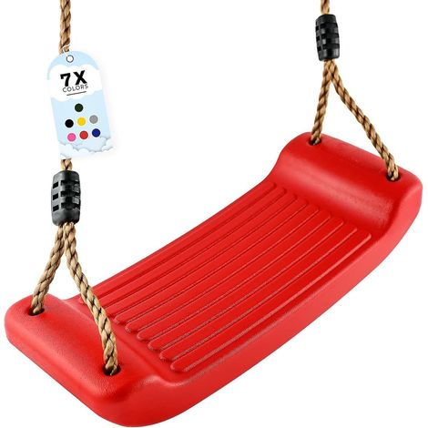 balanoire Enfant Exterieur - Sige Balancoire Interieur - Corde Balancoire, Assise Balancoire - Hauteur - Rglable - Antidrapant - Couleur: Rouge (1/4)