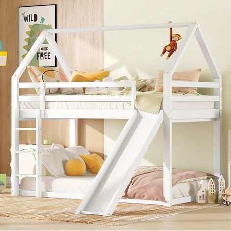 MEUBLIV Letto a castello 90x200 cm bianco con scivolo e scala, senza materasso (1/5)