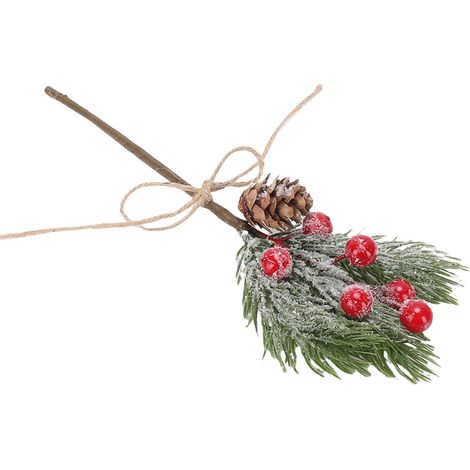 10 Artificial Berry Branches with Pine Cones and Holly Stems, Winter Holiday Choice for Christmas Tree Ornaments and Craft Decorations (1/5)
