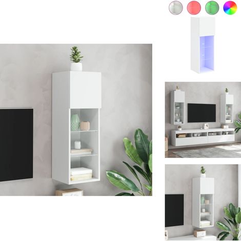 Meuble TV avec lumières LED blanc 30,5x30x90 cm - Meubles Tv - Meuble Tv - Support Tv - Meuble Hifi - Lumieres Led (1/5)