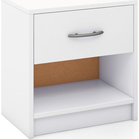 Comodino con cassetto ripiano aperto Tavolino da notte compatto Bianco (1/5)