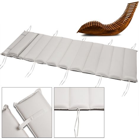 Coussin pour bain de soleil rembourré 7 cm d'épaisseur oreiller inclus avec sangles coussin pour transat interieur exterieur Crème (1/5)