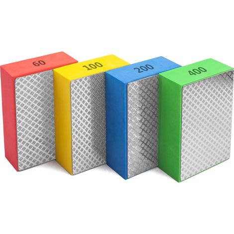Set mit 4 Handpolierpads zum Schleifen von Keramik, Glas, Fliesen, Beton, Stein, Marmor, Granit, Körnung 60, 100, 200, 400