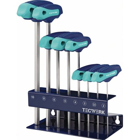 TECWERK Stiftschlüsselsatz 8-tlg.SW 2-10 m.Quergr.im Werkbankständer TECWERK