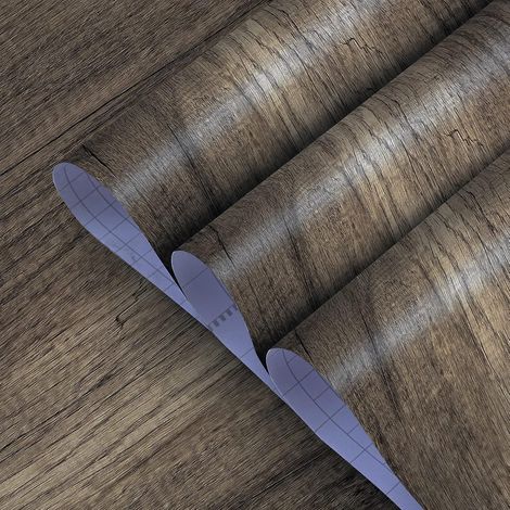 Papier Peint Grain de Bois Gris foncé, Sticker Autocollant pour Meubles, Vintage, Mat, épais, imperméable, 40CMx3M, Sticker Mural Vinyle, Film décoratif DIY pour armoires, Tables, Amovible (1/5)