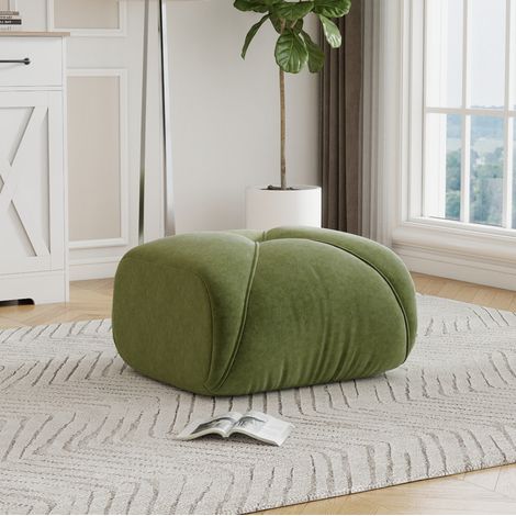 Ottomane aus Chenille, grün, 78 x 76 x 45 cm OKMYHOME (1/5)