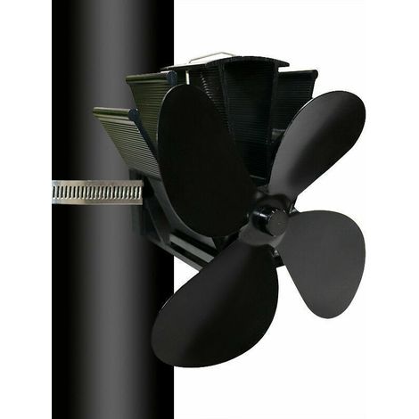 Ventilateur de Poele a Bois,4 Lames Alimenté à la Chaleur Ventilateur Cheminee,pour Poêle à Bois/Cheminée/Gaz/Granulés/Bûches (1/4)