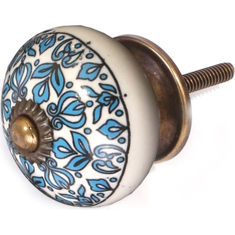 Bouton de meuble en grès à motif Paon Modèle 3 (1/2)