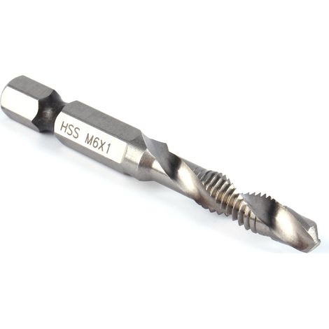 Set di maschi e filiere M6 – esagonale da 1/4″ – punta da trapano per maschiatura – filettatura – metallo tenero – foratura/maschiatura
