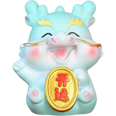 Figurine Dragon Bleu Zodiac Chinois Décoration Intérieure Voiture Cadeau Porte-Bonheur Collection Tendance (1/5)