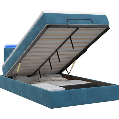 Maison Exclusive - Letto Ottomano con Materasso e LED Blu scuro 120 x 190 cm (1/5)