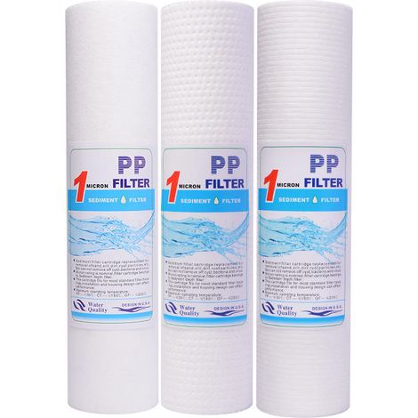 Cartouche de filtration PP 10 pouces 1 micron aiguilletée 150g, lot de 3 pour purificateur d'eau (1/4)