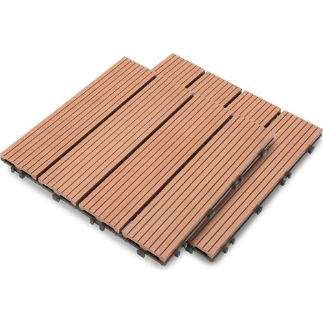 TolleTour Terrassenfliesen Braun 22 Stück (2m²) Klickfliesen in Holzoptik, WPC Fliese,30 x 30cm