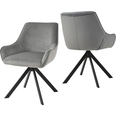 Goeurvant 360° drehbarer Sessel mit geschwungener Rückenlehne und weichem Kissen, perfekte Kombination aus Stil und Komfort - 2er Set - Grau