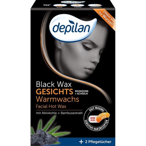 Depilan Black Wax Peel-Off Cire Chaude - Visage, Zone Bikini & Aisselles - Épilation sans Bandes Non Tissées - au Charbon Actif & Bambou - Durable & Efficace (1/5)