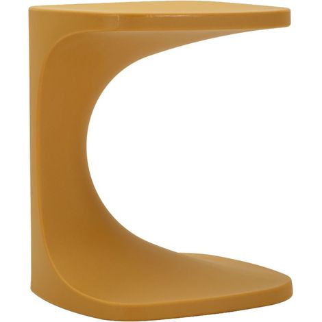 Tavolino Ibiza a forma di C in plastica senape 42x42x52 cm