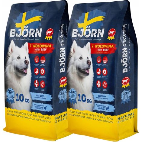 Alimento seco para perros BJÖRN sin pollo con ternera, adulto, 33 % de carne, 20 kg