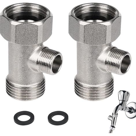 Menibeuty 2 Pièces Vanne 3 Voies, Vanne Connecteur 3 Voies Cuivre Connecteurs de Vannes en Forme T 3/8, Filetage Extérieur Mobile 3-Voies pour Pulvérisateur Robinet Équerre Bras de Douche