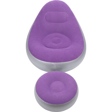 Fauteuil gonflable avec repose-pieds, revêtement en PVC floqué, canapé gonflable pliable, fauteuil relax pour la maison, camping, violet (1/5)