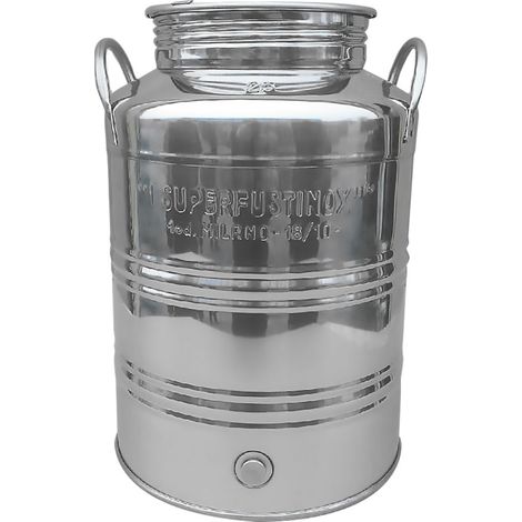 Conteneur à huile en acier inoxydable 5L – Robinet 1/2' – Baril de stockage pour huiles – Usage professionnel