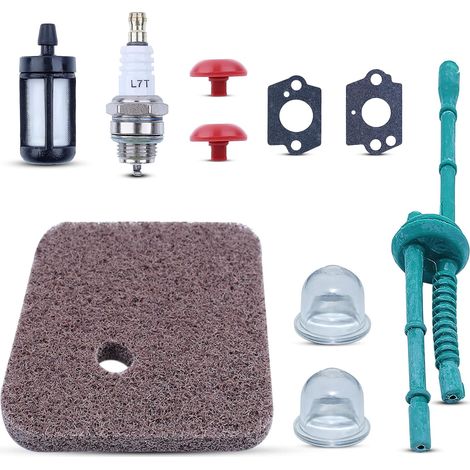 Kit 10 valvole di ritegno LinDuxe, ricambi per decespugliatore Stihl FS38/45/46/55 HL45 FC55 con filtro aria, pompetta adescamento, carburatore, guarnizione, candela, tubo e filtro carburante - 414012 (1/4)