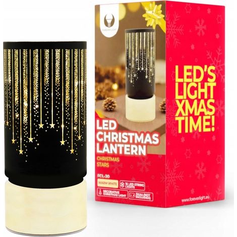 Lanterna natalizia a LED, grande in vetro, decorazione natalizia da tavolo (1/5)