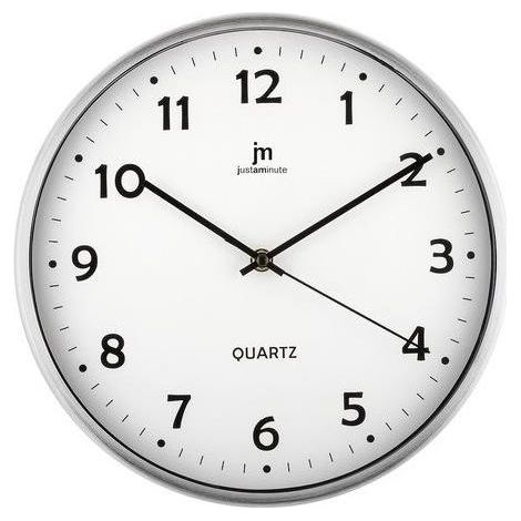 LOWELL 14968B Justaminute Orologio da Parete Tondo in Alluminio con Movimento al Quarzo Silenzioso Diametro 30 cm colore Bianco